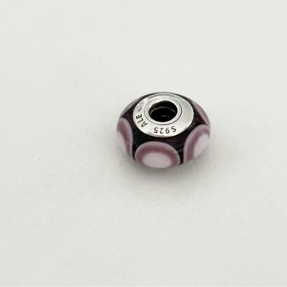 Pandora Sterling Plum Purple Murano Glass Stepping Stones Rare Bead Charm